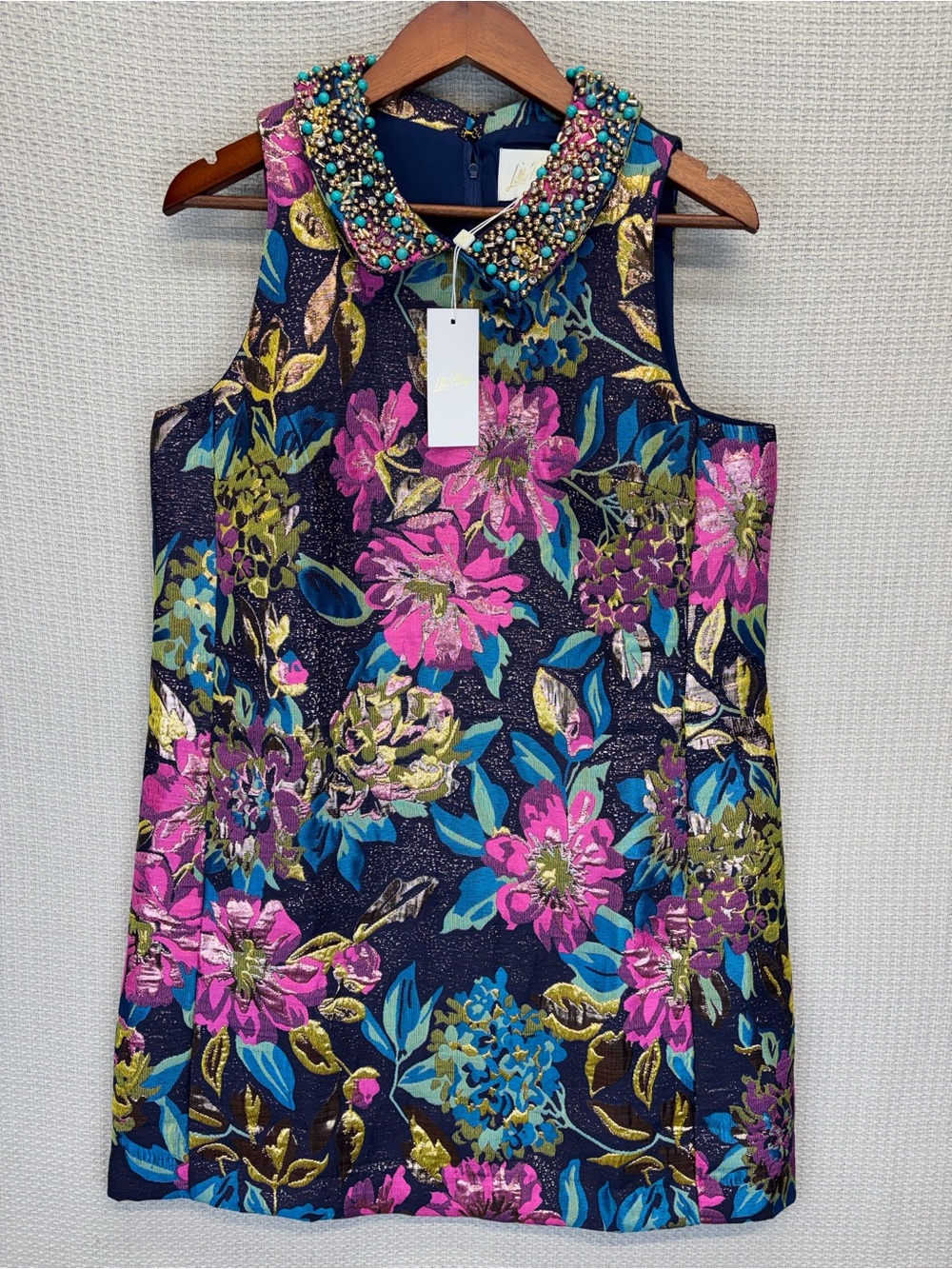 NWT Lilly Pulitzer Kelliana Shift Dress Sz 8 Floral Jacquard Beaded Neck Wedding